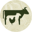 An icon of a cow, a sheep and a chicken. 